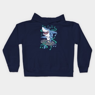 Funny Shark DJ Dance Music Kids Hoodie